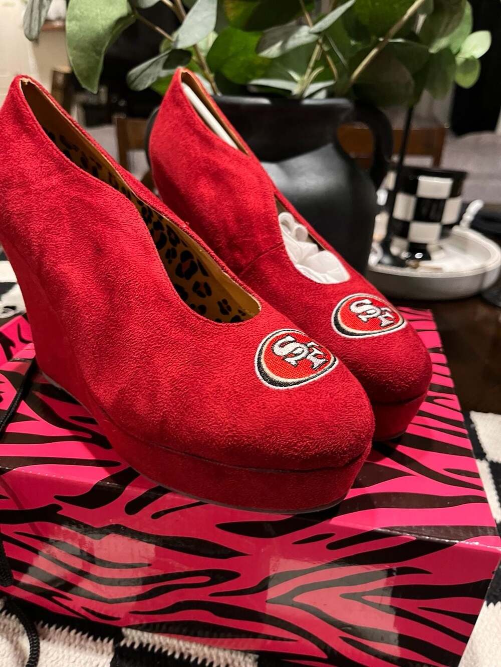 San Francisco 49ers Cuce Shoes Women's Spirited Wedge Pumps - Red,